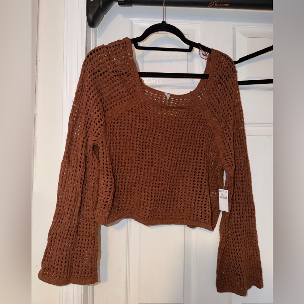 NWT Brown knit cover up top.
